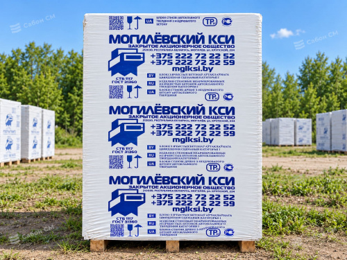 Газобетонные блоки Могилевский КСИ D700 625х100х250 перегородочные